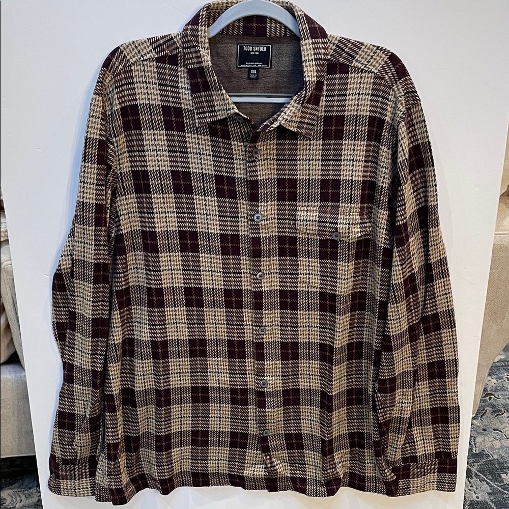 Todd Snyder Burgundy and Cream Checkered Shirt